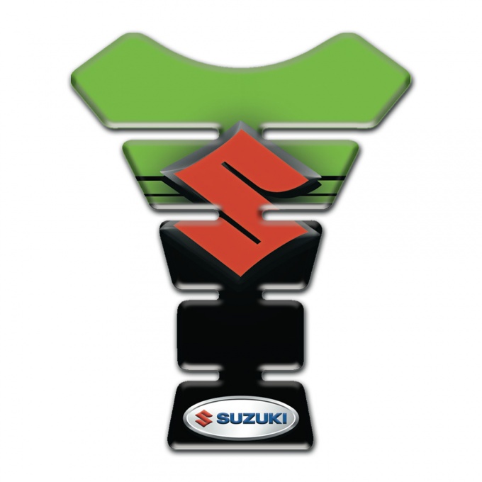 Suzuki Tank Protector Green Black Style with Orange Logo 