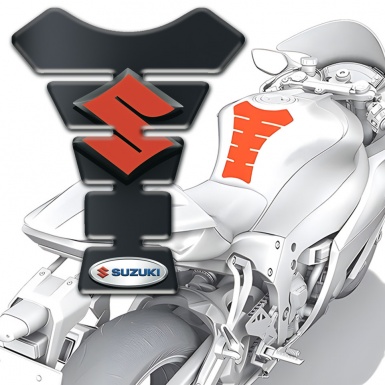 Suzuki Tank Guard Pads Graphite Design with Orange Logo