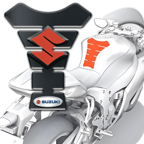 Suzuki Tank Guard Pads Graphite Design with Orange Logo