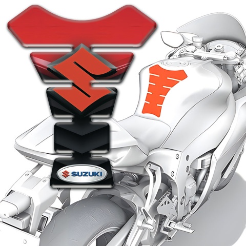 Suzuki Tank Fuse Red Black Print with Orange Logo 