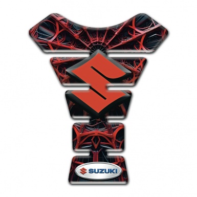 Suzuki Tank Pad Motorbike red Spider Web Style 