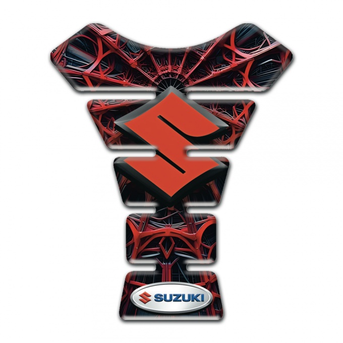 Suzuki Tank Pad Motorbike red Spider Web Style 