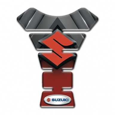 Suzuki Tank Guard Pads Gray Red Print Oranger Logo Design 