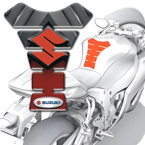 Suzuki Tank Guard Pads Gray Red Print Oranger Logo Design 