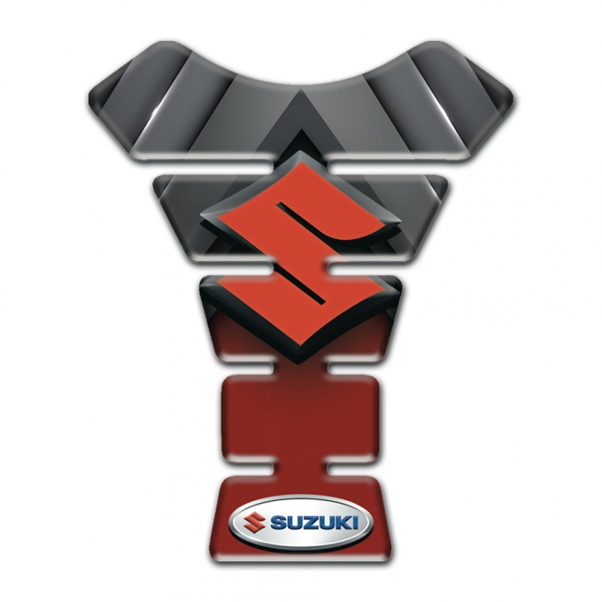 Suzuki Tank Guard Pads Gray Red Print Oranger Logo Design 