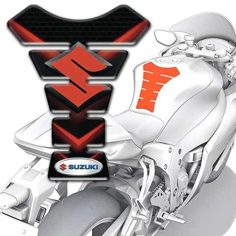 Suzuki Tank Pad Protector Black with Red V Shape Elements Design 