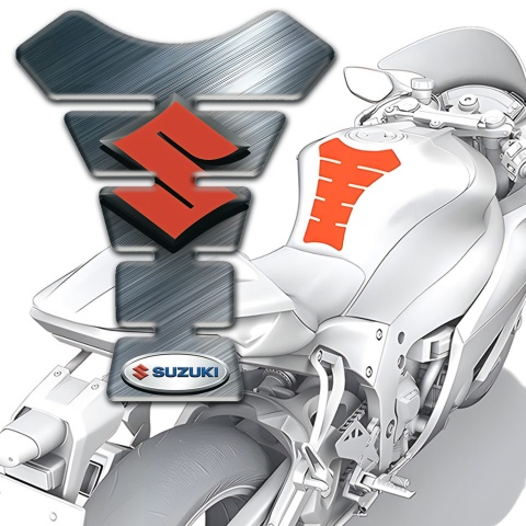 Suzuki Tank Fuse Polished Surface style Orange Logo 
