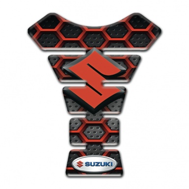 Suzuki Tank Pad Motorbike Red Mesh Style 