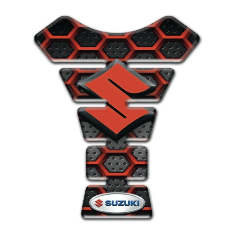 Suzuki Tank Pad Motorbike Red Mesh Style 