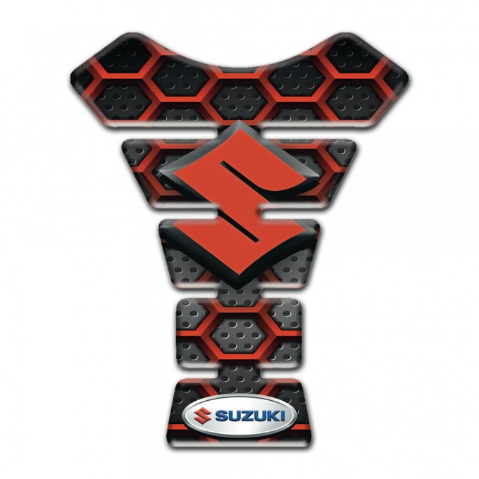 Suzuki Tank Pad Motorbike Red Mesh Style 