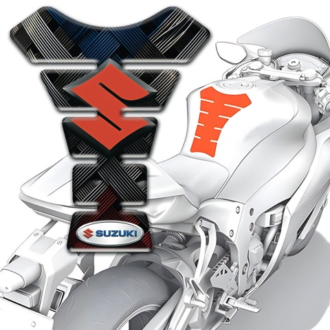 Suzuki Tank Guard Pads Crossed Belts Style Orange Logo 
