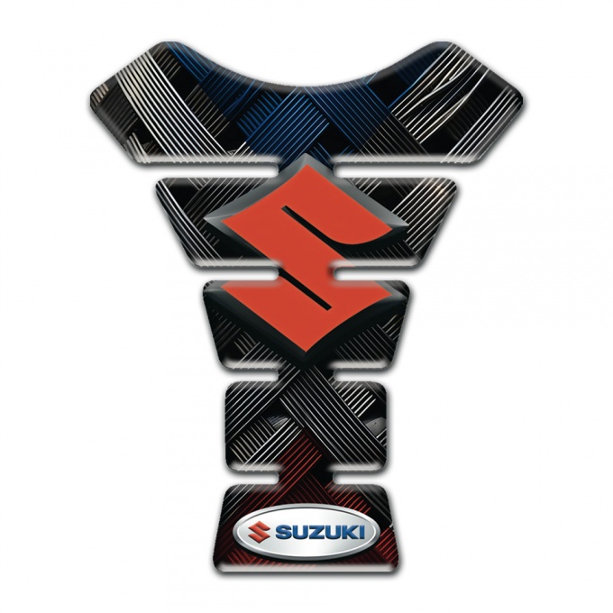 Suzuki Tank Guard Pads Crossed Belts Style Orange Logo 