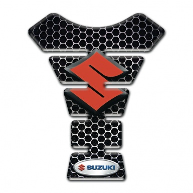 Suzuki Tank Pad Protector Perforated Steel Print with Orange Logo 
