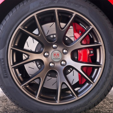 Dodge Wheel Center Cap Domed Stickers Red Badge