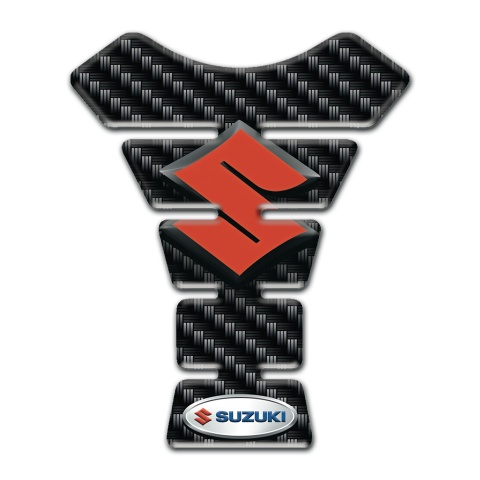 Suzuki Tank Guard Pads dark Carbon Style with Orange Logo 