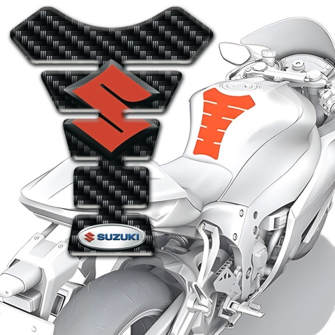 Suzuki Tank Guard Pads dark Carbon Style with Orange Logo 