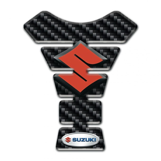 Suzuki Tank Guard Pads dark Carbon Style with Orange Logo 