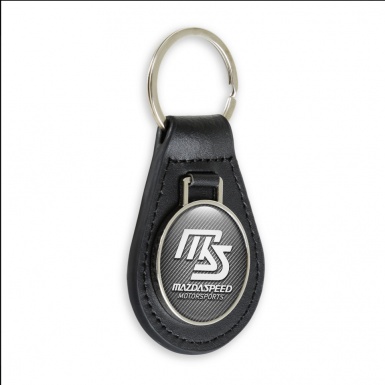 Mazda Motorsport Leather Keychain Light Carbon White Logo