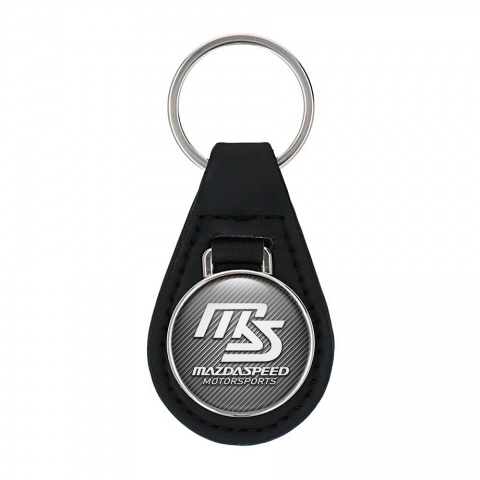 Mazda Motorsport Leather Keychain Light Carbon White Logo