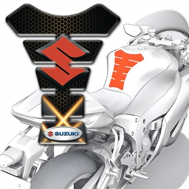 Suzuki Tank Guard Pads Crossed Orange Lights Style 