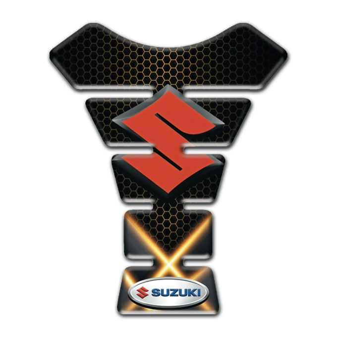 Suzuki Tank Guard Pads Crossed Orange Lights Style 