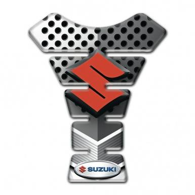 Suzuki Tank Pad Motorbike White Gray Perforated Surface Style 