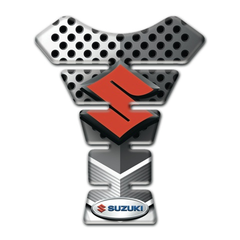 Suzuki Tank Pad Motorbike White Gray Perforated Surface Style 