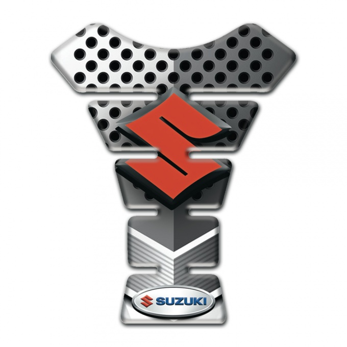 Suzuki Tank Pad Motorbike White Gray Perforated Surface Style 