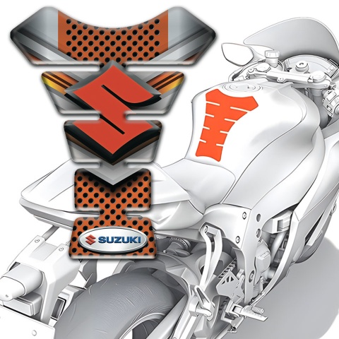 Suzuki Tank Protector Copper Gray Base Design Orange Logo 