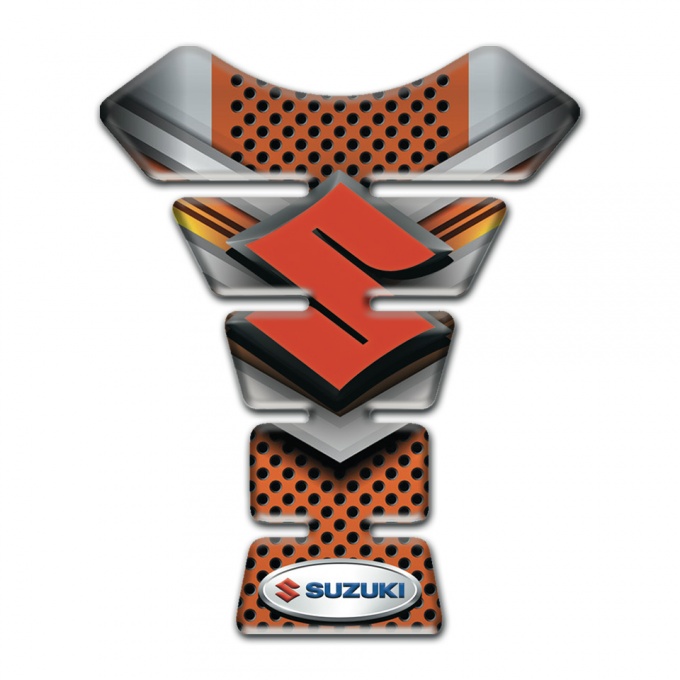 Suzuki Tank Protector Copper Gray Base Design Orange Logo 