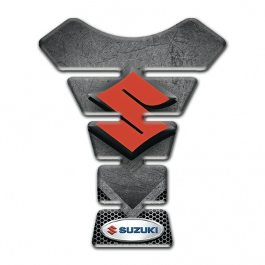 Suzuki Tank Pad Protector Scratched Plate effect with Orange Logo Design 