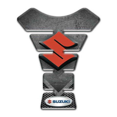 Suzuki Tank Pad Protector Scratched Plate effect with Orange Logo Design 