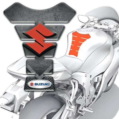 Suzuki Tank Pad Protector Scratched Plate effect with Orange Logo Design 