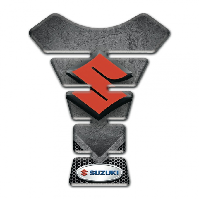 Suzuki Tank Pad Protector Scratched Plate effect with Orange Logo Design 