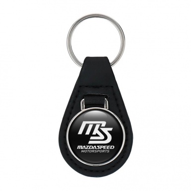 Mazda Motorsport Keychain Leather Black White Logo