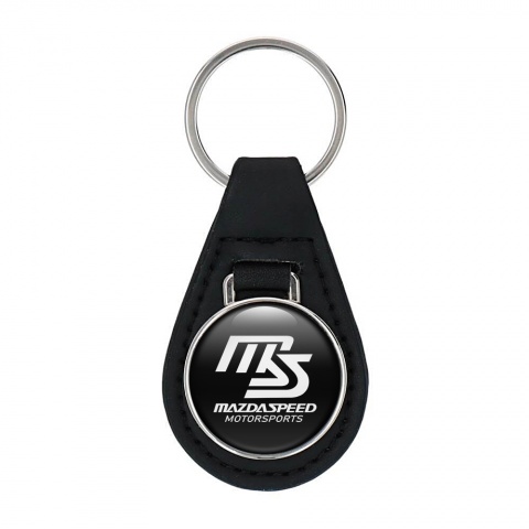 Mazda Motorsport Keychain Leather Black White Logo