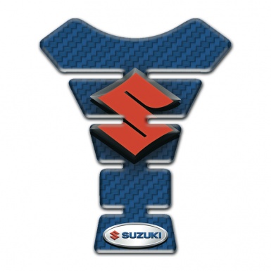 Suzuki Tank Protector Navy Blue Carbon Background Design and Orange Logo 