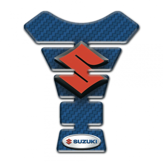 Suzuki Tank Protector Navy Blue Carbon Background Design and Orange Logo 