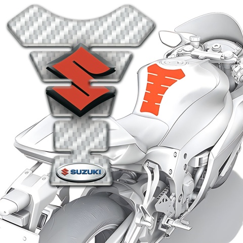 Suzuki Tank Pad Protector White Carbon Edition 