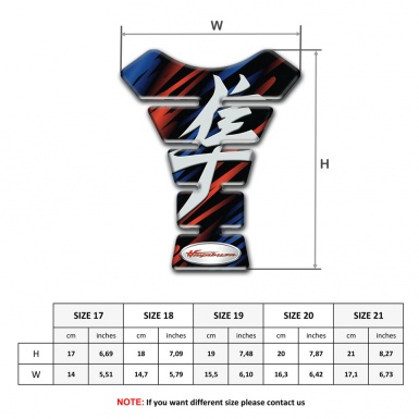 Suzuki Tank Pad Protector Black base with red Blue Patterns Base Hayabusa Model 