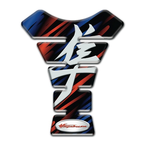 Suzuki Tank Pad Protector Black base with red Blue Patterns Base Hayabusa Model 