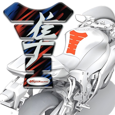 Suzuki Tank Pad Protector Black base with red Blue Patterns Base Hayabusa Model 
