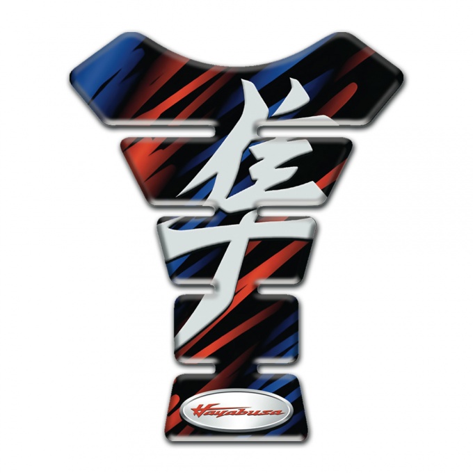 Suzuki Tank Pad Protector Black base with red Blue Patterns Base Hayabusa Model 