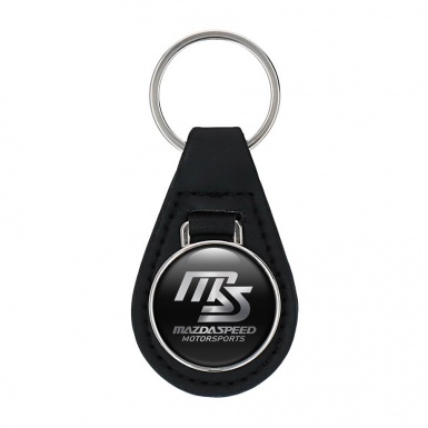 Mazda Motorsport Key Fob Leather Black Metallic Logo