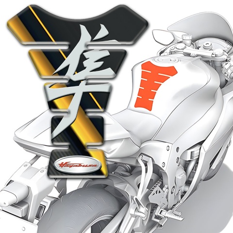 Suzuki Tank Guard Pads Diagonal Yellow Tape Design Hayabusa Style 