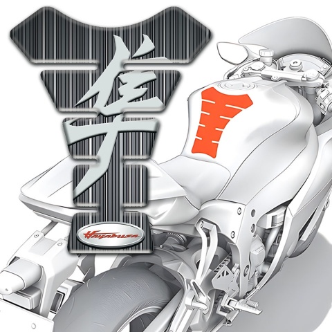 Suzuki Tank Pad Protector Gray with White Stripes base Hayabusa Style 