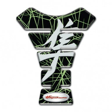 Suzuki Tank Pad Motorbike Green Spider Web Base Hayabusa Style 