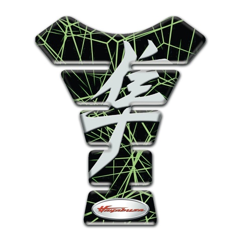 Suzuki Tank Pad Motorbike Green Spider Web Base Hayabusa Style 