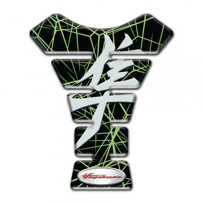 Suzuki Tank Pad Motorbike Green Spider Web Base Hayabusa Style 