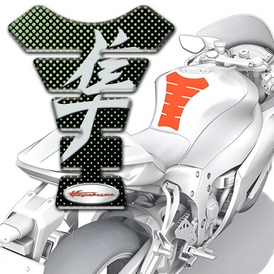 Suzuki Tank Protector Black with Green Dots base hayabusa Model 